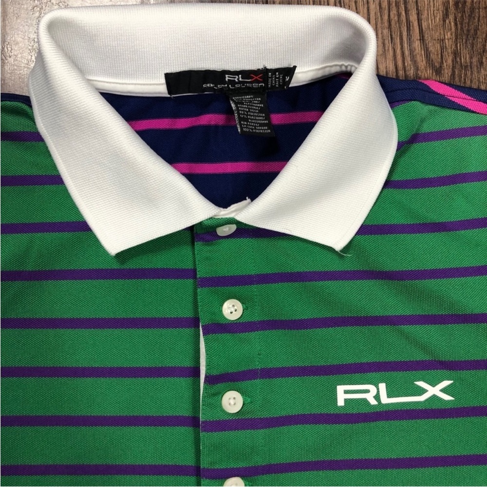 Ralph Lauren RLX Men’s striped golf polo size Medium - Picture 2 of 4